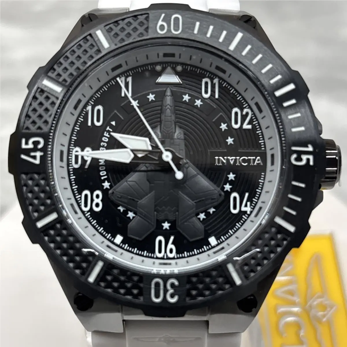 Invicta F35 Aviator Ascend Chrono Mens Watch 50mm White w/ Black Aviator Dial