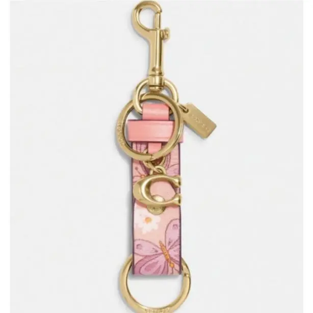 Butterfly Flowers Floral Trigger Snap Key Chain Bag Charm Fob CH856 Pink by Coach
