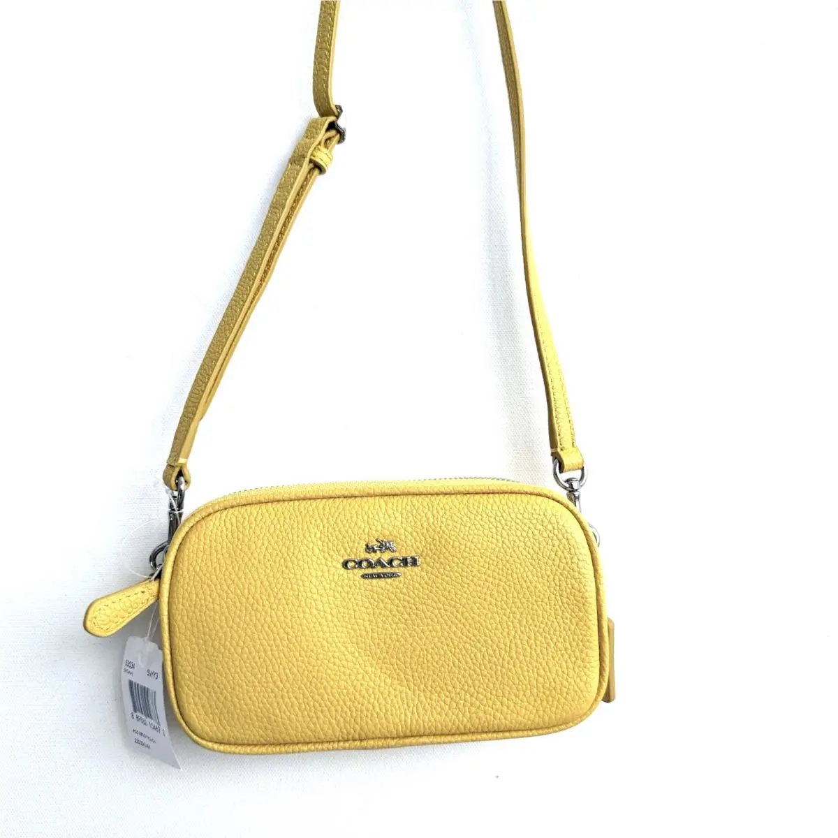 Coach Double-zip Crossbody Pouch Bag Pebbled Leather 53034 Yellow