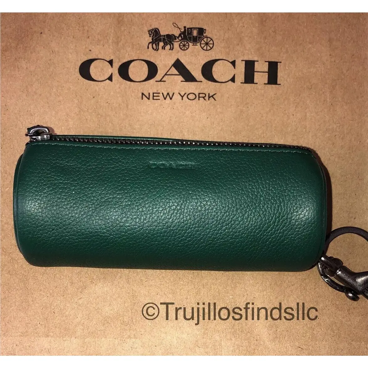 Coach Golf Ball Set Dark Pine Leather Bag F34886