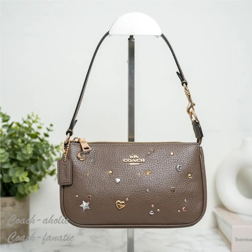 Coach CDC25 Nolita 19 with Rivets Wristlet in Leather/gold/dark Stone Multi