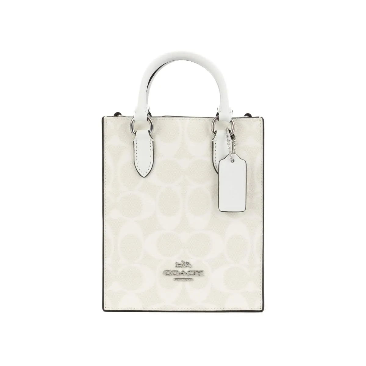 Coach North South Mini Tote In Signature Canvas - Chalk/glacier White - White