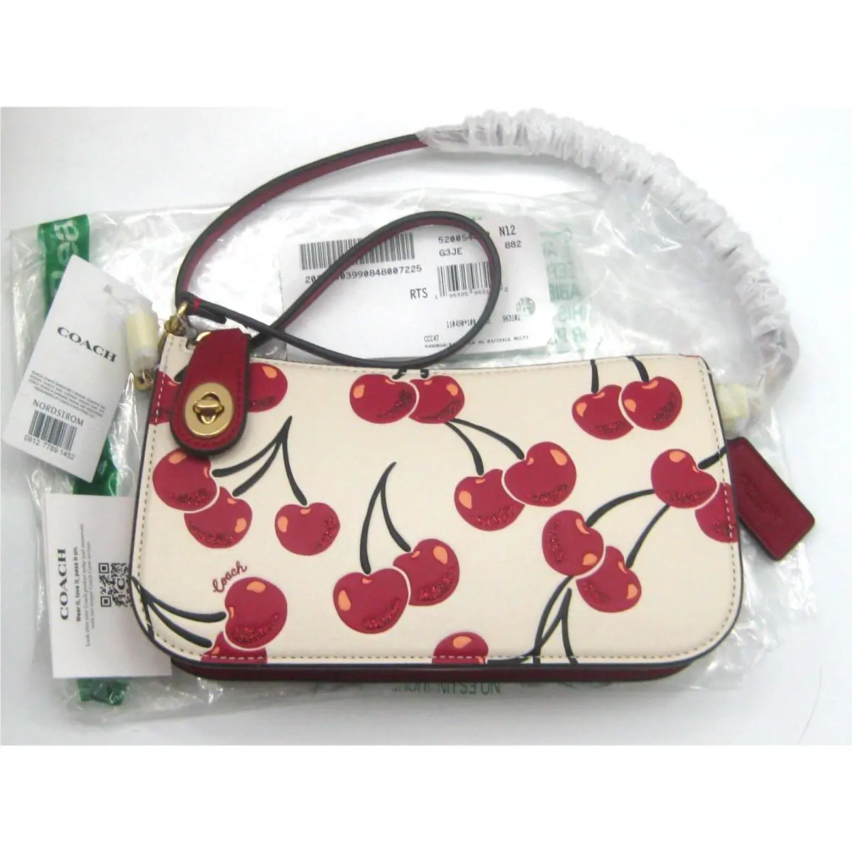 Coach Penn Cherry Print Leather Shoulder Bag in Chalk Multi CCC47