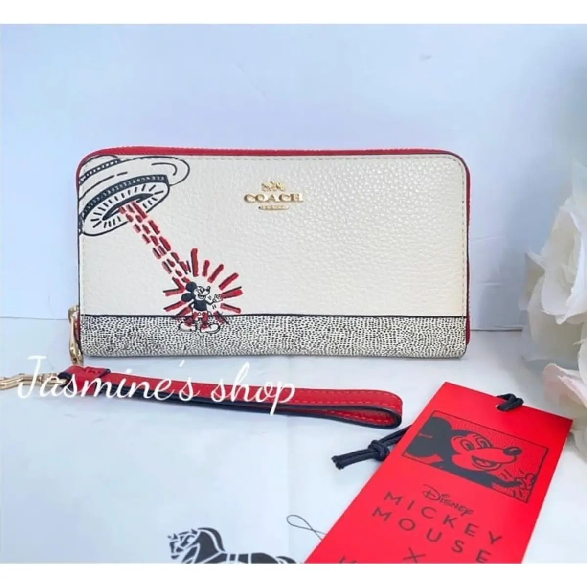 Coach Disney Mickey Mouse X Keith Haring Long Zip Around Wallet c7800