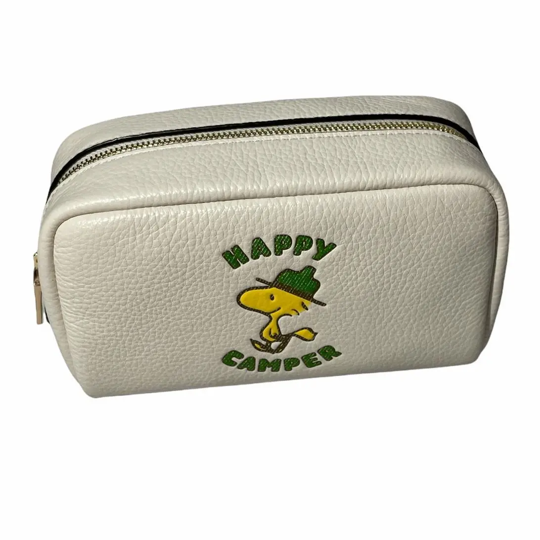 Coach x Peanuts Small Boxy Cosmetic Case w/ Woodstock Happy Camper