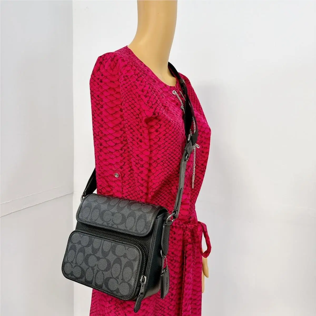 Coach C9870 Sullivan Flap Crossbody In Signature Canvas IN Black Charcoal