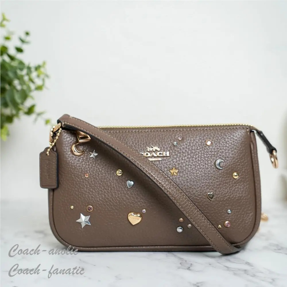 Coach CDC25 Nolita 19 with Rivets Wristlet in Leather/gold/dark Stone Multi