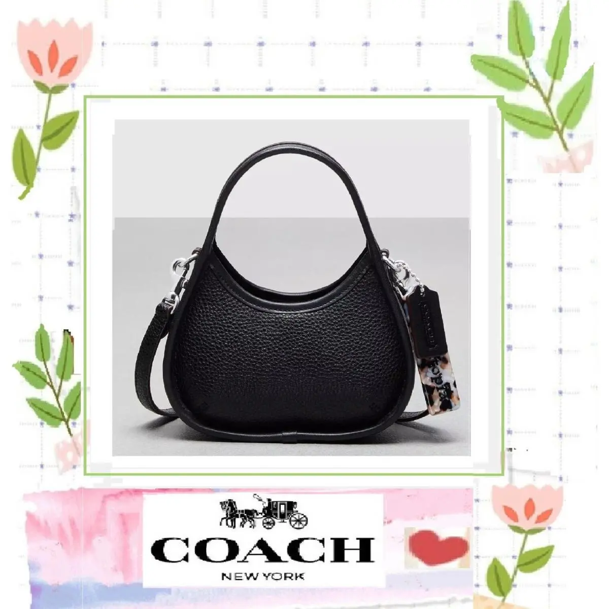 Coachtopia Mini Ergo CO662 Crossbody Strap Handbag Black Coachtopia Leather