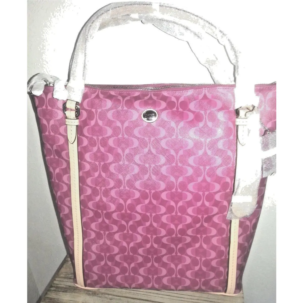w Tags  Peyton Signature Convertible Large Tote F25881 Pink Bordeaux by Coach