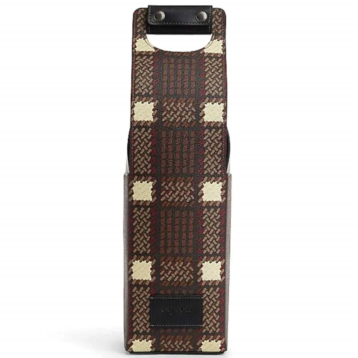 Coach Wine Carrier with Plaid Print IN Gunmetal/black Multi Colors