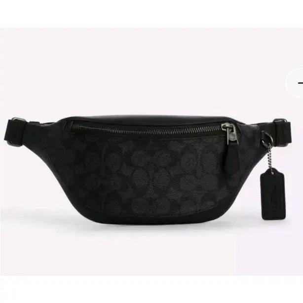 Coach Warren Mini Signature Canvas Leather Black Fanny Belt Bag