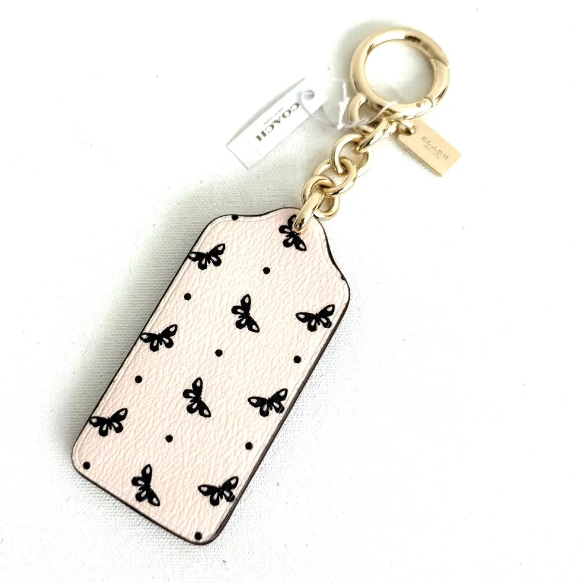 Coach Butterfly F59863 Leather Bag Charm Keychain Fob Chalk