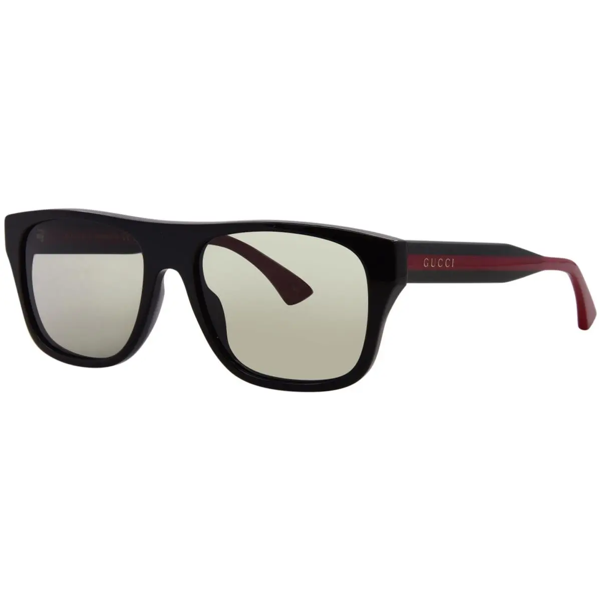 GG2119S 001 Sunglasses Men`s Black/green/red/grey Square Shape 56mm by Gucci