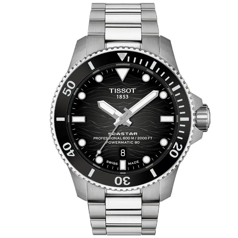 Tissot Seastar 2000 Powermatic 80 44mm Grey Dial Men`s Watch T1209071105100