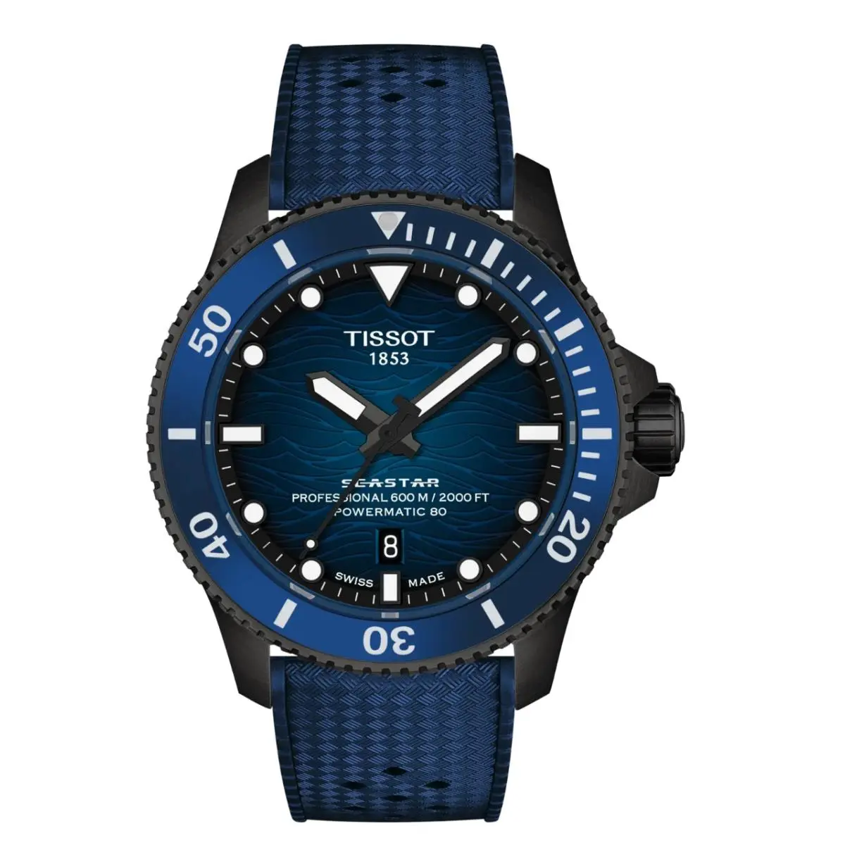 Tissot Seastar 2000 Powermatic 44MM Blue Men`s Watch T120.907.37.041.00 - Dial: Blue, Band: Blue, Bezel: Blue