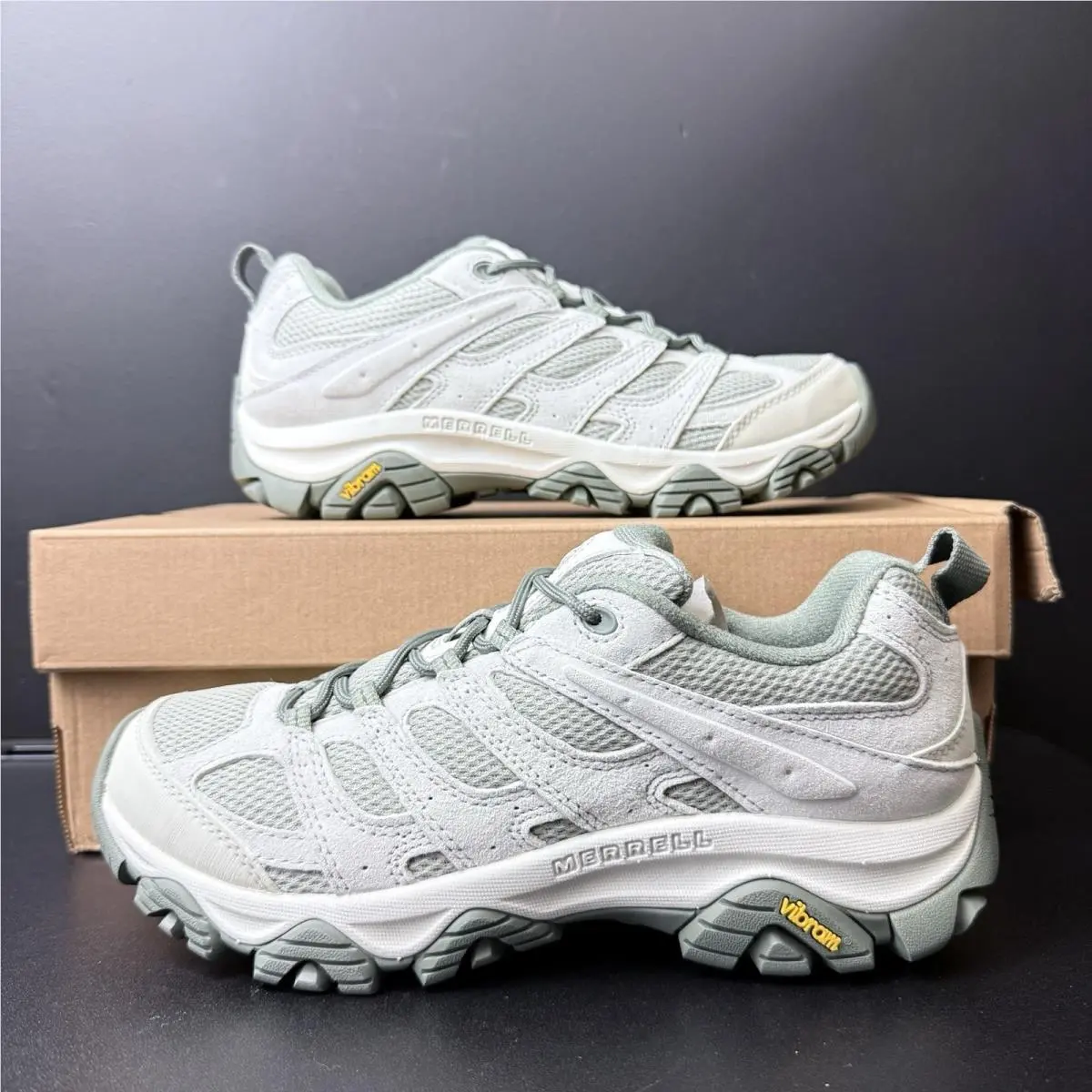 Merrell Men’s Moab 3 Ready Zip Shoes Vibram Size 8.5 White Oolong J03534 Hiking