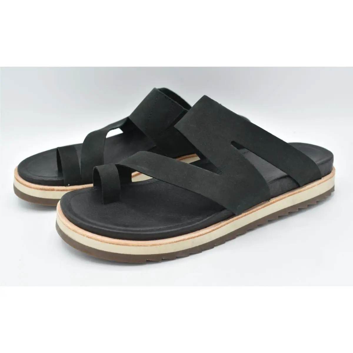 Merrell Womens Size 10 Juno Wrap Soft Leather Black Comfort Slip on Sandals