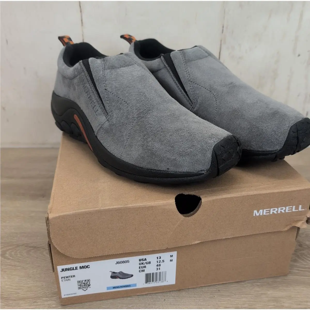 Merrell Jungle Moc Pewter Grey Men`s Size 13 Hiking Trail Shoes J60805