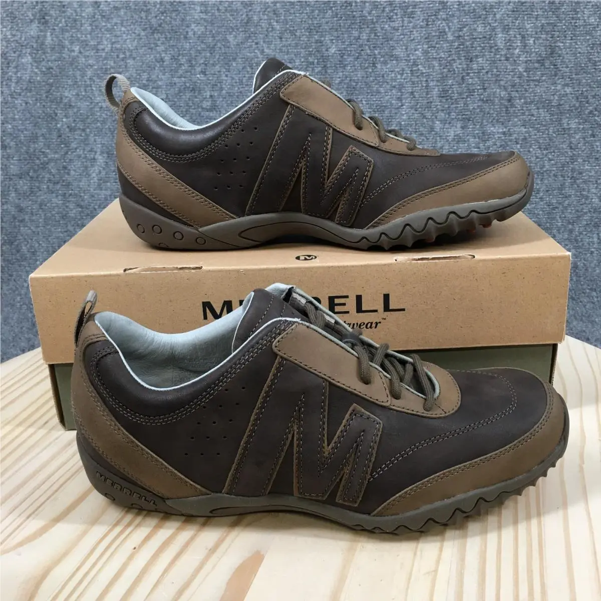 Merrell Moto Shoes Mens 9.5 Casual Lace Up Comfort Sneakers Brown Leather