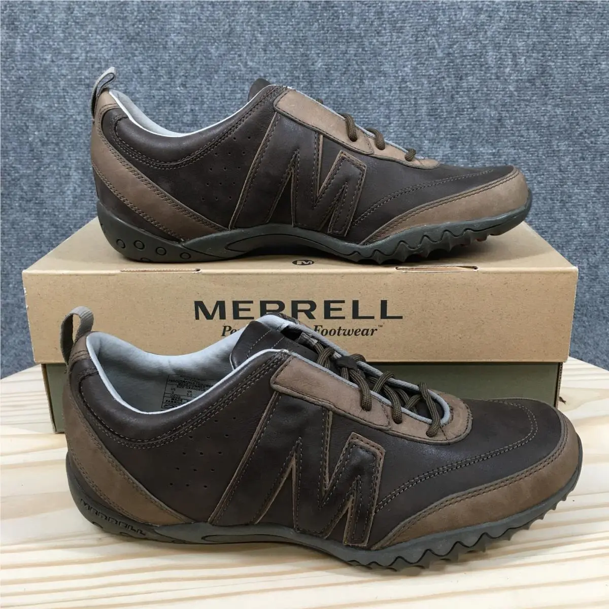 Merrell Moto Gunsmoke Shoes Mens 9 Lace Up Sneakers Comfort Low Top Brown