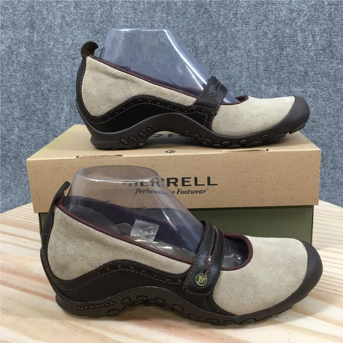 Merrell Plaza Bandeau Mary Jane Shoes Womens 8 Dark Taupe Suede J46404