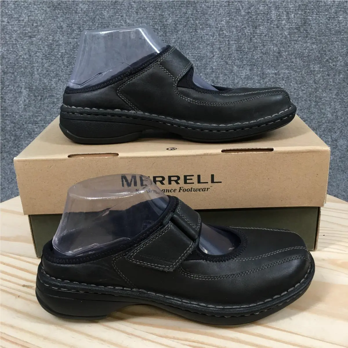 Merrell Tetra Clutch Mary Jane Mule Shoes Womens 7 Comfort Leather Black