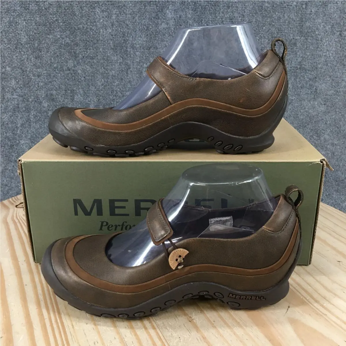 Merrell Plaza Emme Shoes Womens 7 Casual Comfort Low Wedge Mary Jane Brown