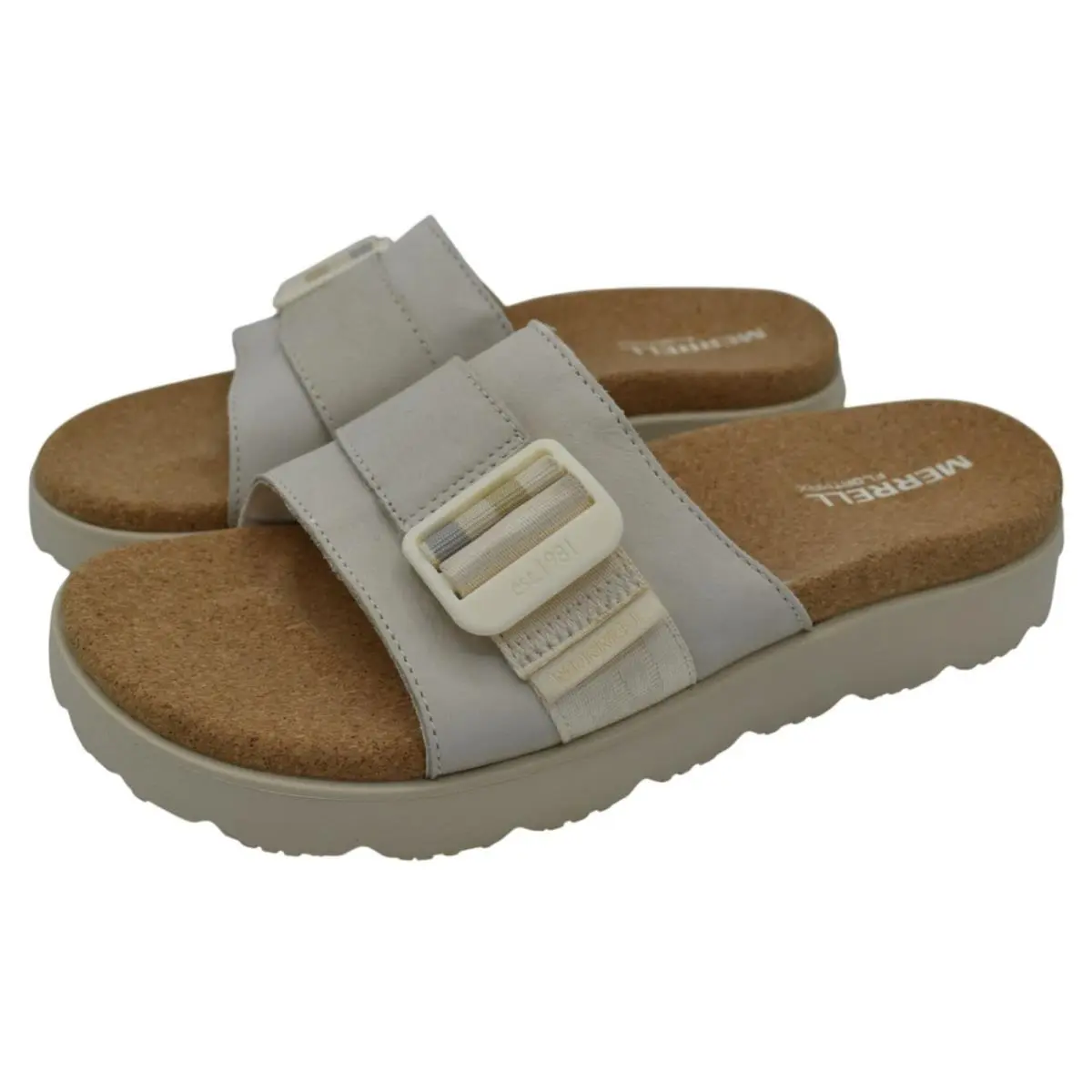 Merrell Womens Size 8 Fleur Chalk Lightweight Slides Sandals Shoes