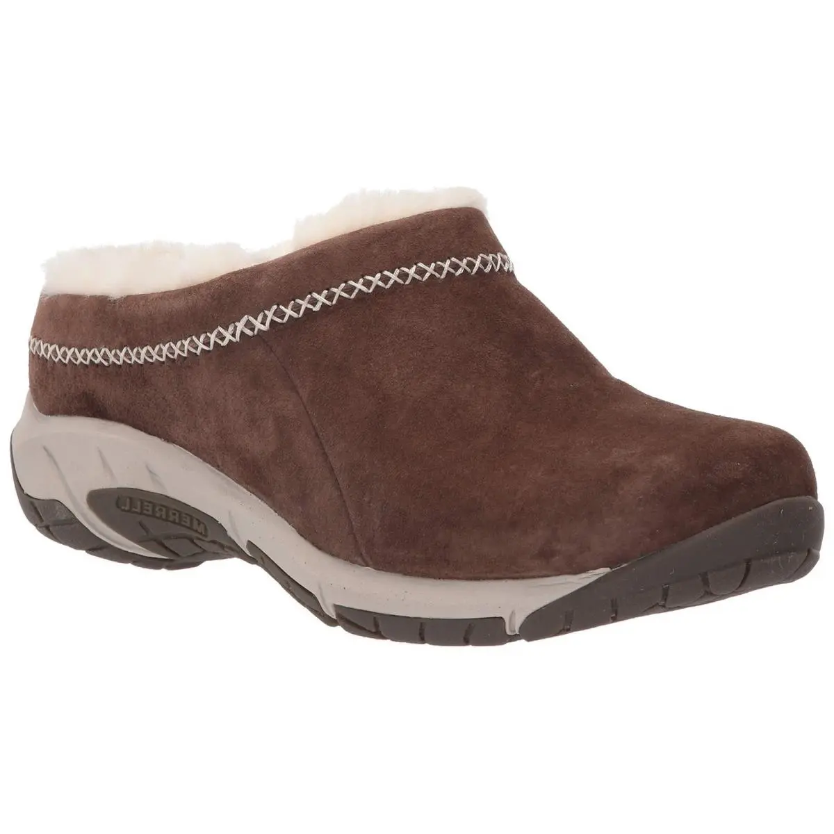 Merrell Women`s Encore Ice 4 Shearling Suede Comfort Clogs Stone Size 11 - Beige