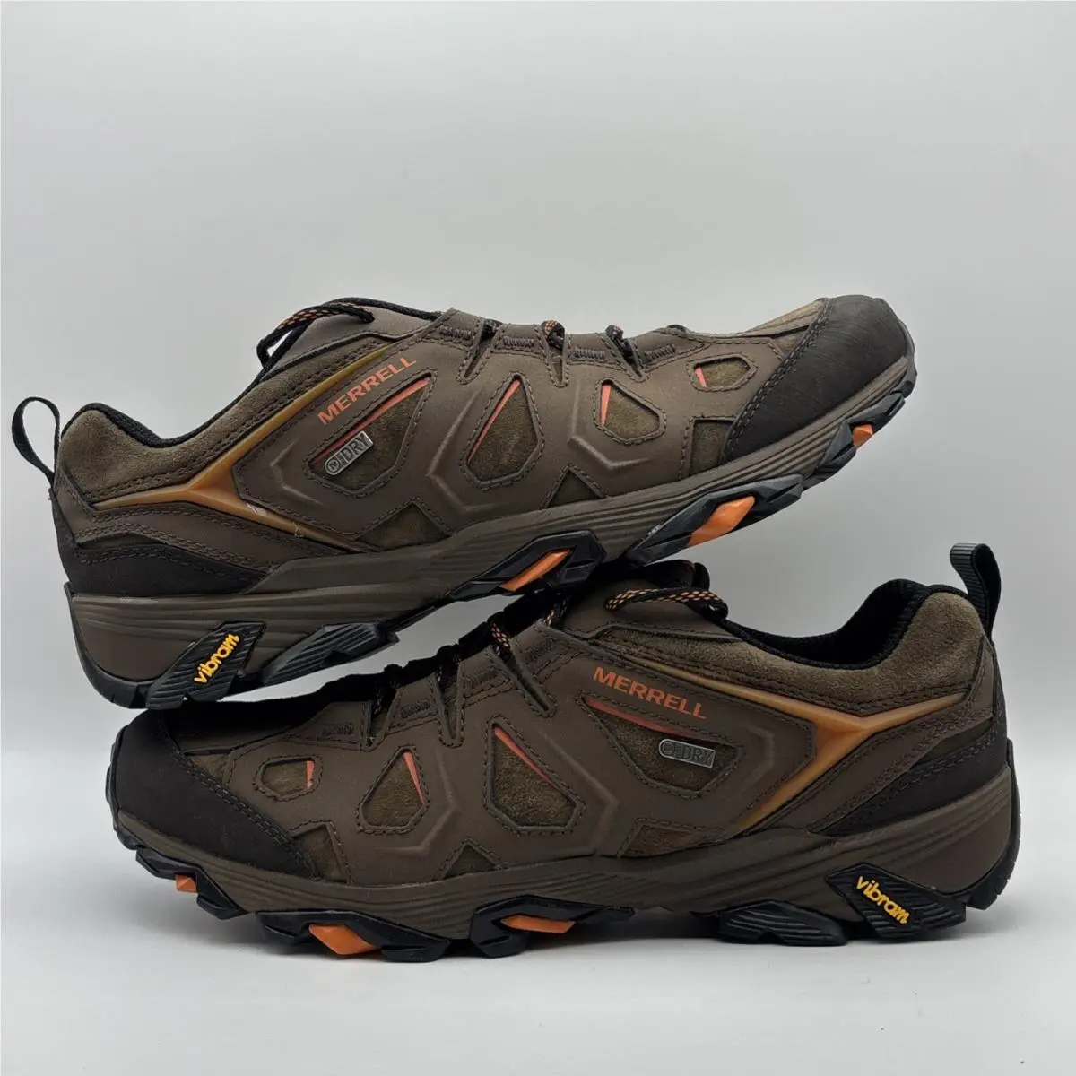 Men`s Merrell Moab Fst Ltr Leather Hiking Shoe Dark Earth Brown SZ 12 J37493