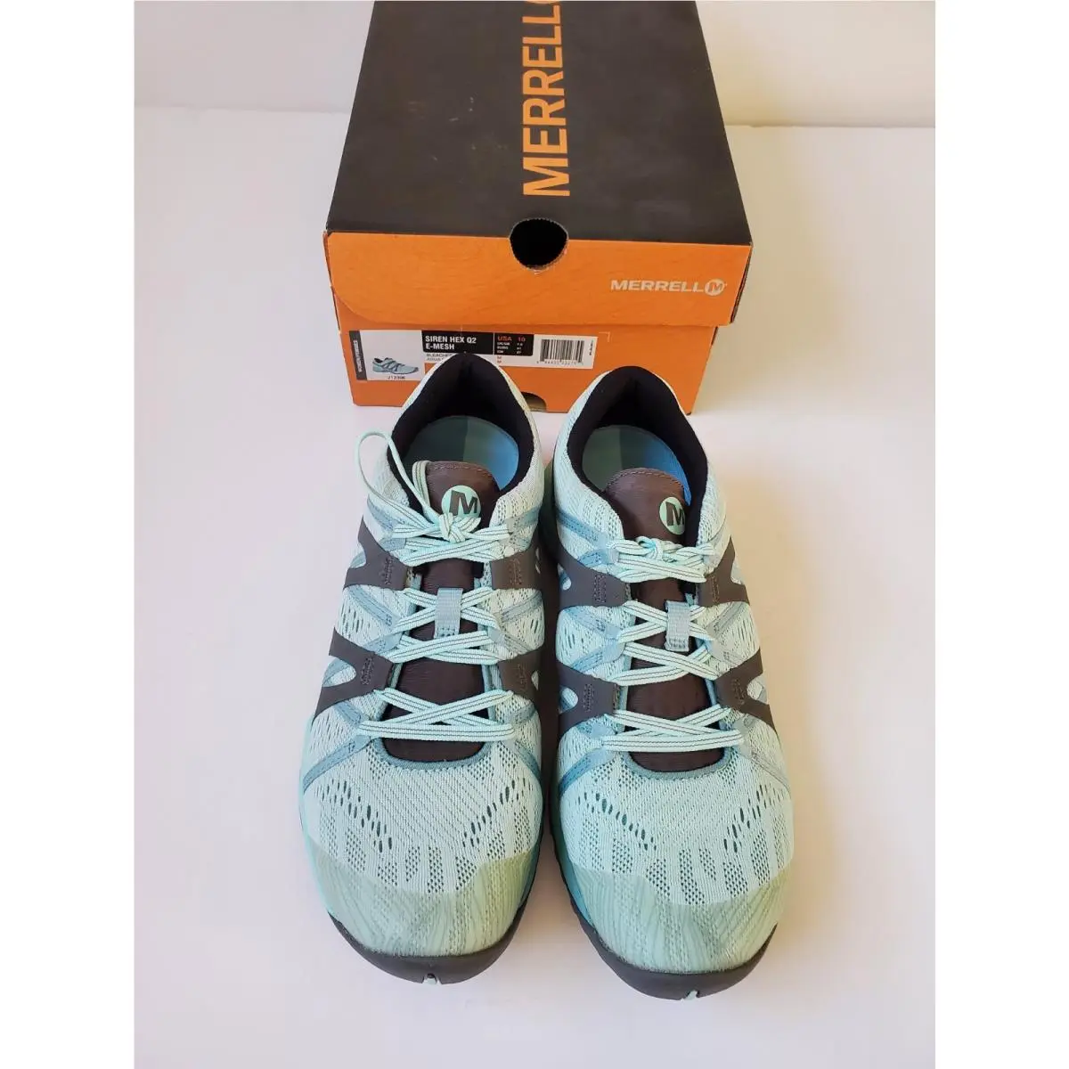 Merrell Women`s 10 Siren Hex™ Q2 E-mesh Hiking Shoes in Bleached Aqua W/ Box