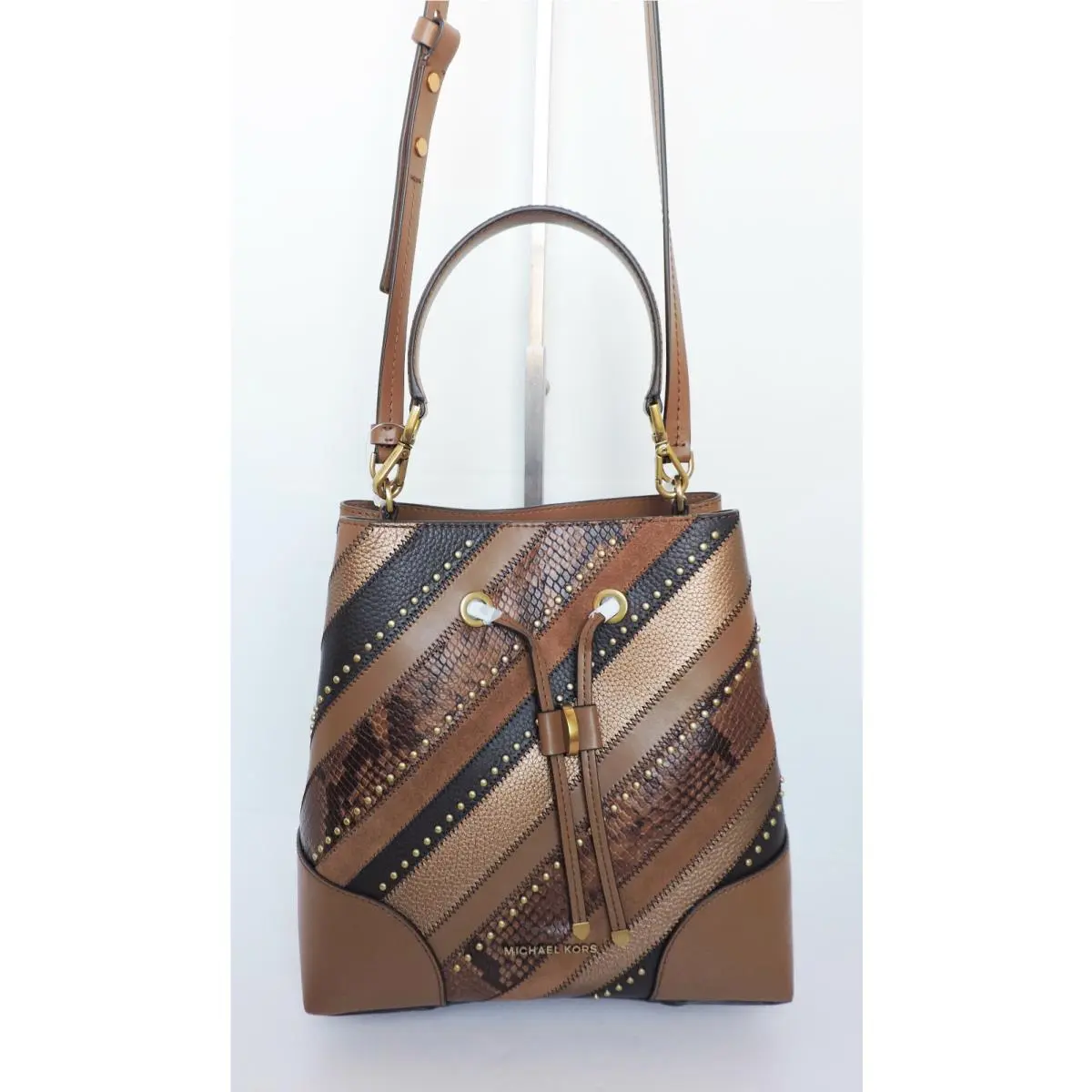Michael Kors Mercer Gallery Brown Medium Convertable Bucket Shoulder Bucket