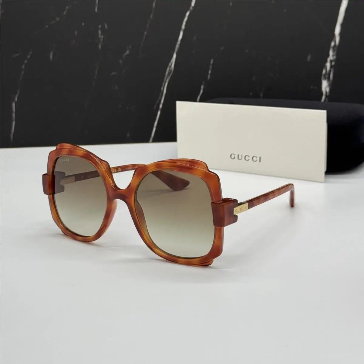 GG1431S 002 Havana Green Women Oversized Sunglasses by Gucci