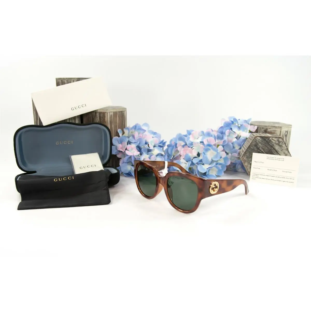 GG0142SA Avana Tortoise Oversize Cat Eye Sunglasses by Gucci
