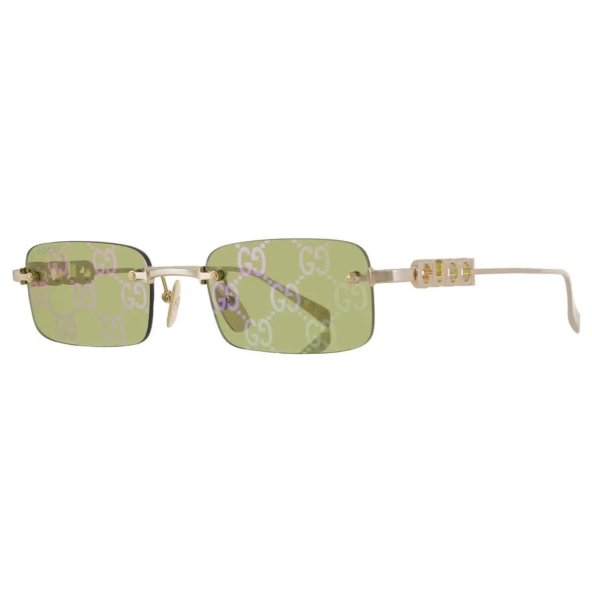 Green Logo Rectangular Men`s Sunglasses GG1808S 002 52 GG1808S 002 52 by Gucci