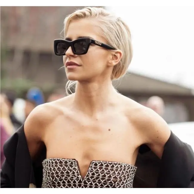 GG1773S 001  Black Grey Cat Eye Women  Sunglasses by Gucci