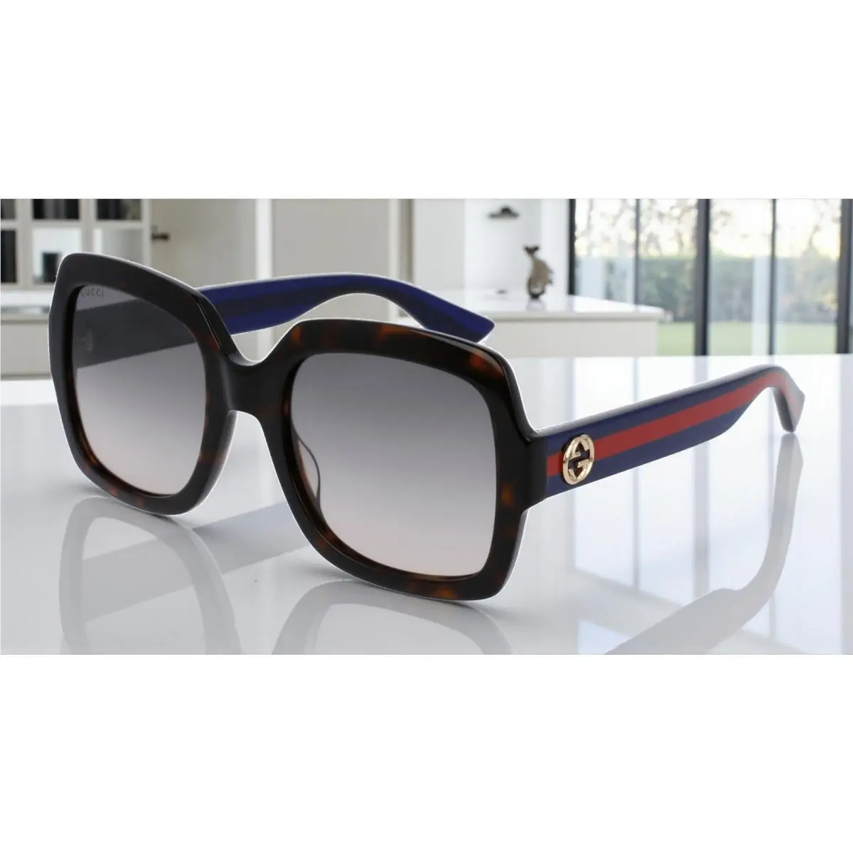 Gucci GG0036S 004 Rectangular Square Havana Brown 54 mm Women`s Sunglasses