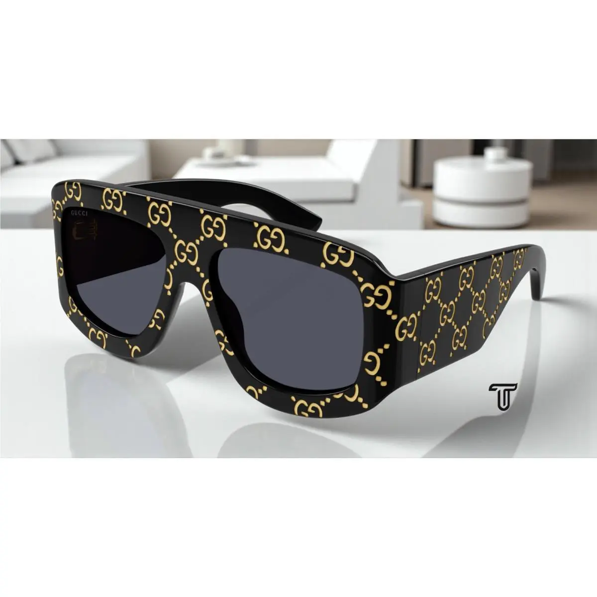 GG0983S 004 Mask Recycled Acetate Black Grey 59 mm Men`s Sunglasses by Gucci