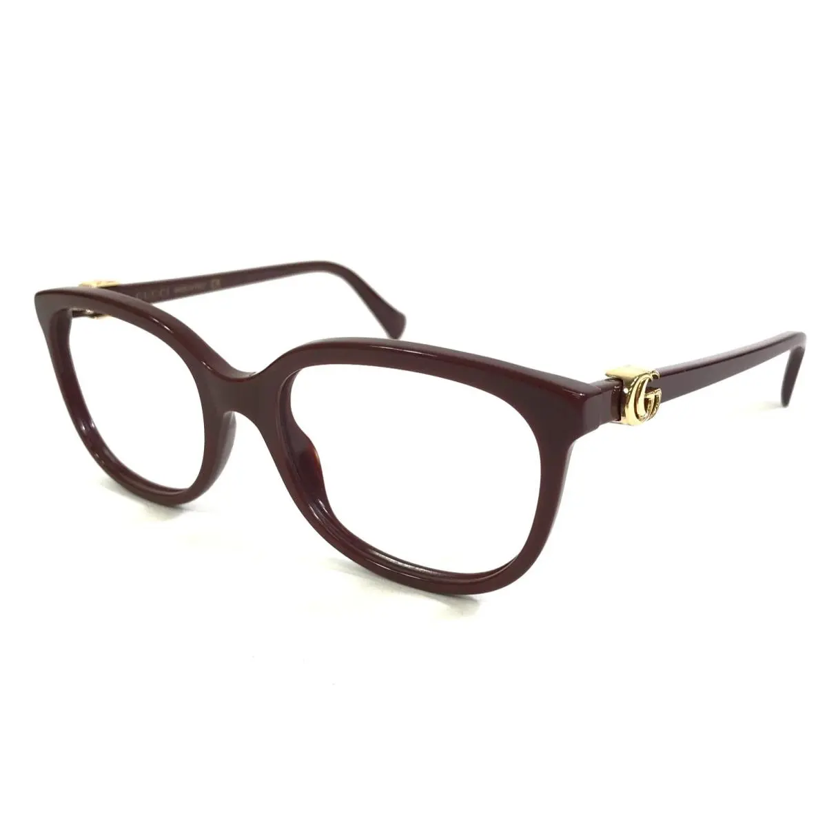Eyeglasses Frames GG1075O 003 Shiny Burgundy Square Full Rim 48-19-140 by Gucci