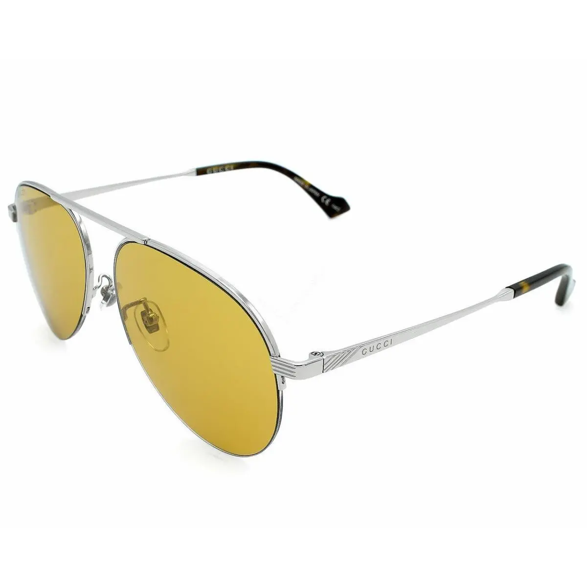 Gucci Silver/yellow Lens 58-145mm Men`s Sunglasses GG0742S 004