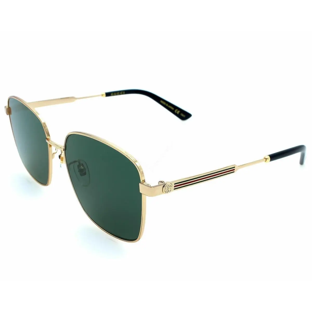 Gucci Square Gold/green Lens 58-150mm Women`s Sunglasses GG0852SK 001