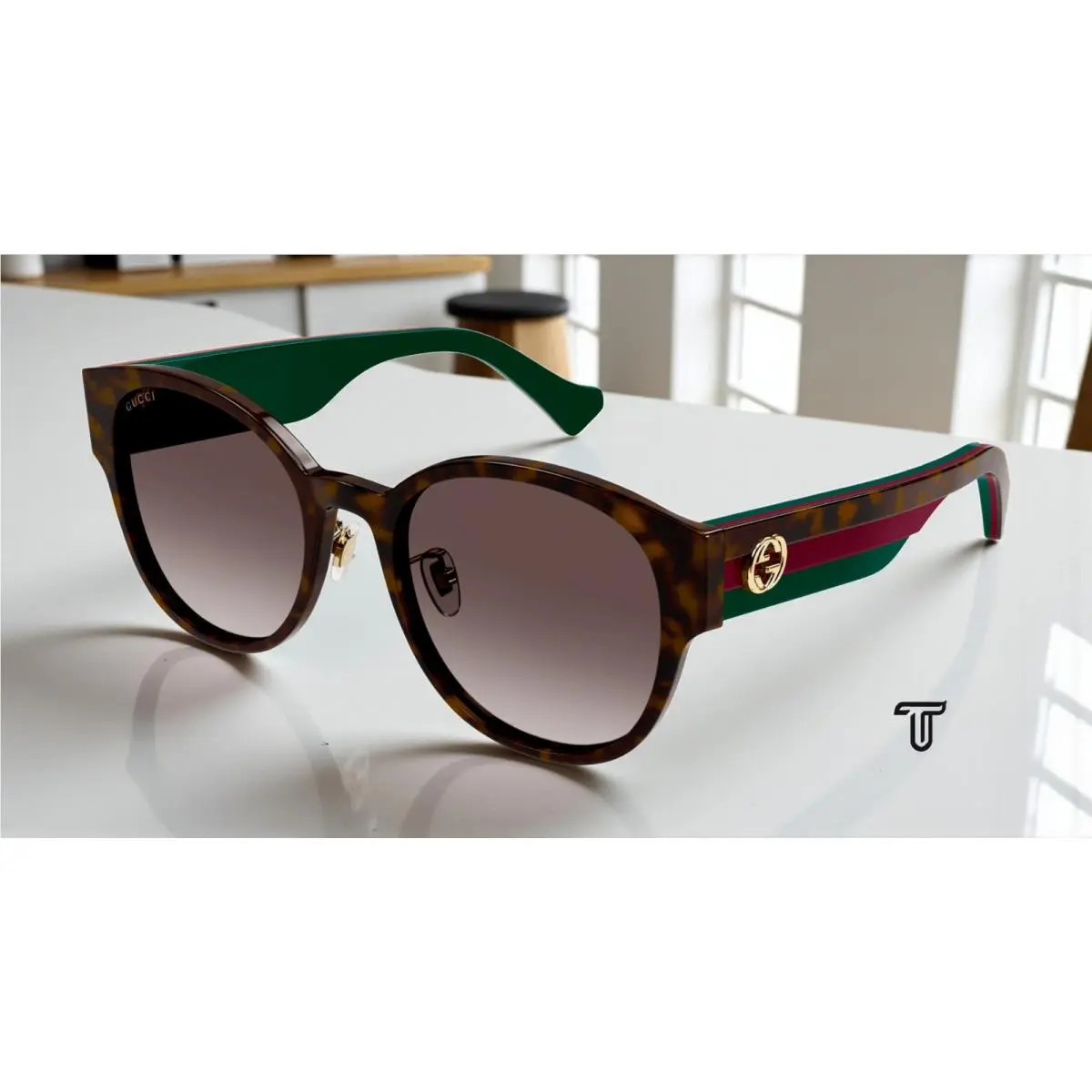 GG1304SK 002 Round Oval Panthos Havana Brown 56 mm Women`s Sunglasses by Gucci