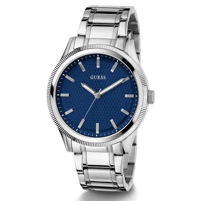 Guess Men`s Quartz Blue Dial Silver Tone Watch GW0626G1