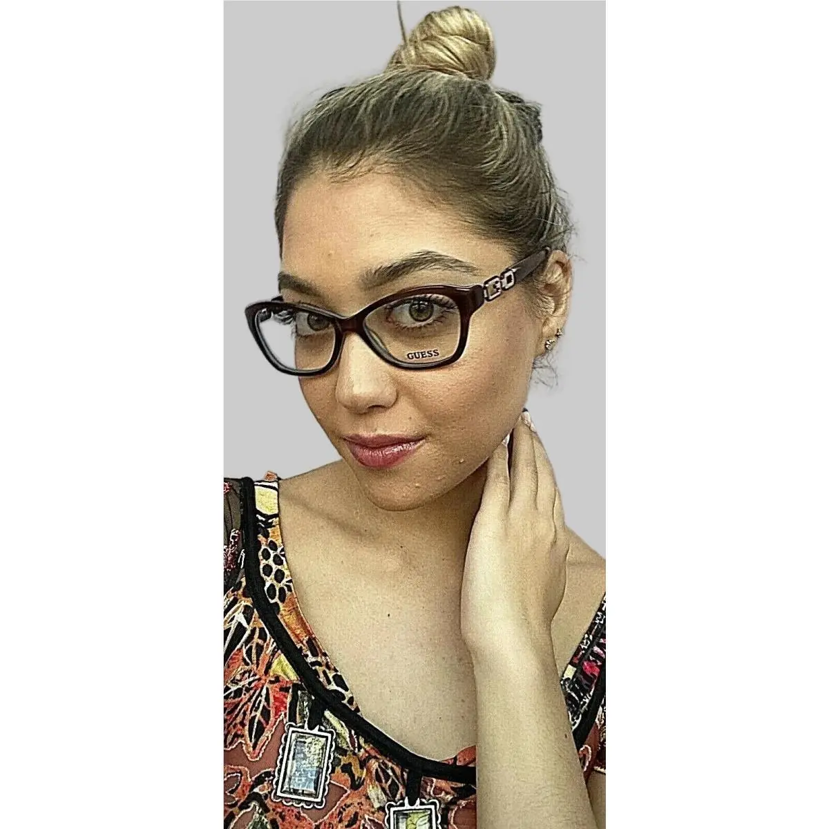 Guess GU 2405 Brnbl 51mm Tortoise Blue Cat Eye Rx Women`s Eyeglasses Frame