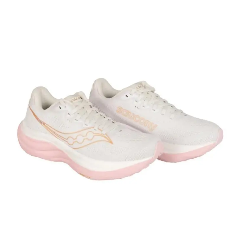 Saucony Womens Sneakers White Pink Rider 19 Shoes Running Pwrrun Cushioning