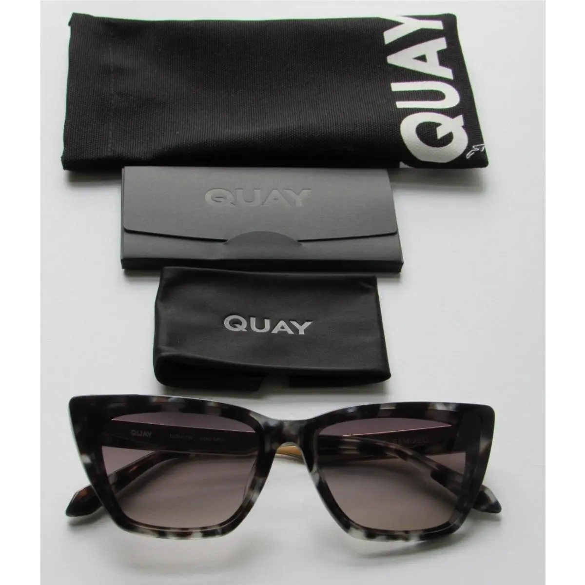 Quay Women`s Call The Shots Remixed Sunglasses Storm Tortoise 59-16-150 Case