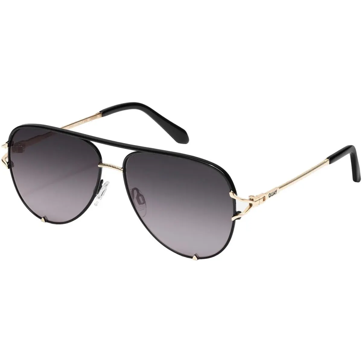 Quay High Key Twist Black Aviator Sunglasses w/ Gradient Lens NO NS 1380 Blksmk - Frame: Black, Lens: Smoke