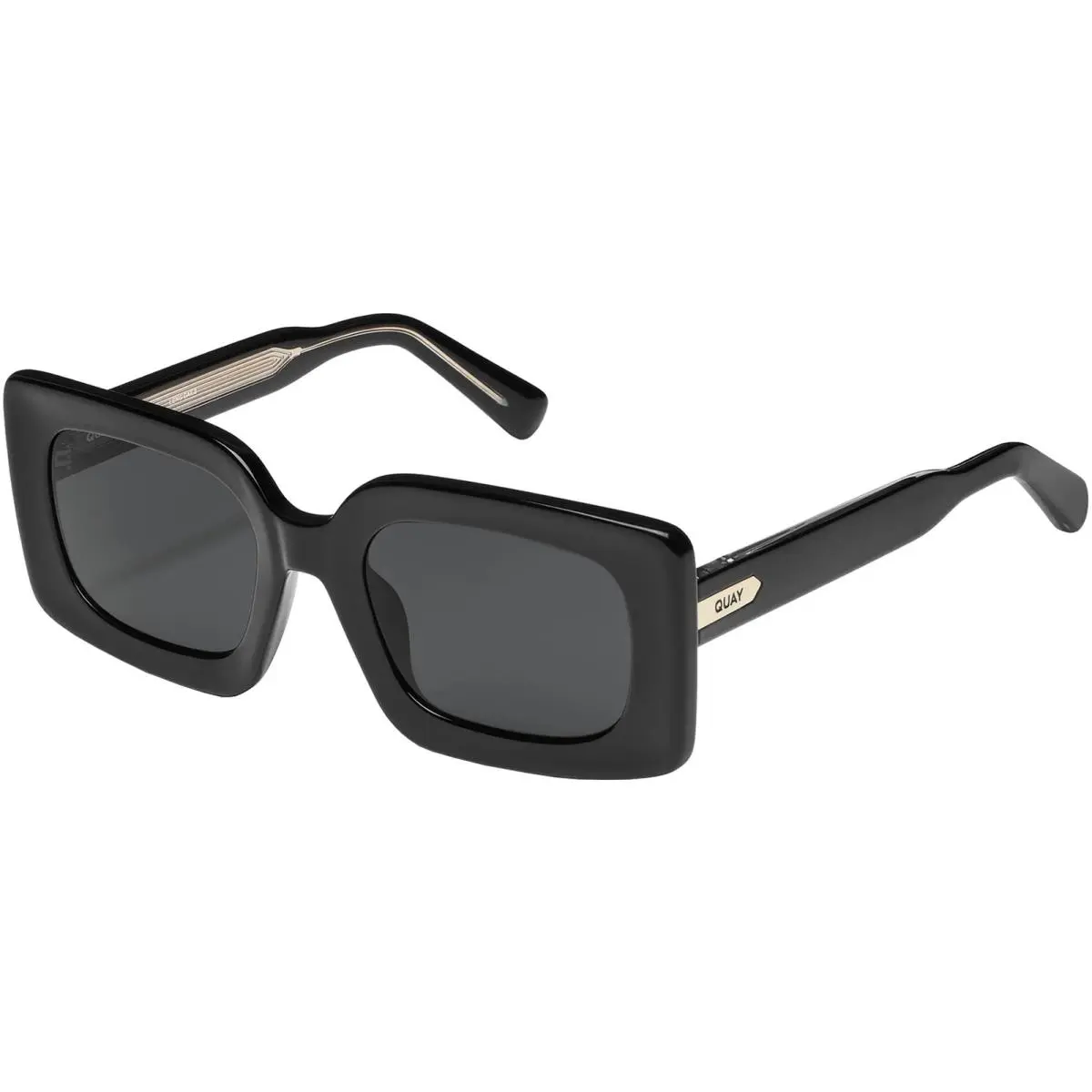 Quay Talk Show Black Chunky Square Sunglasses w/ Steel Hinges NO NS 2764 Blksmk