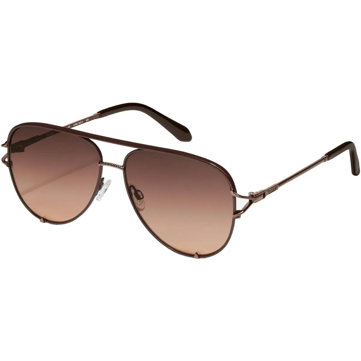 Quay High Key Twist Chocolate Aviator Sunglasses - NO NS 2206 Chbrnfwn - Frame: Chocolate, Lens: Brown Fawn