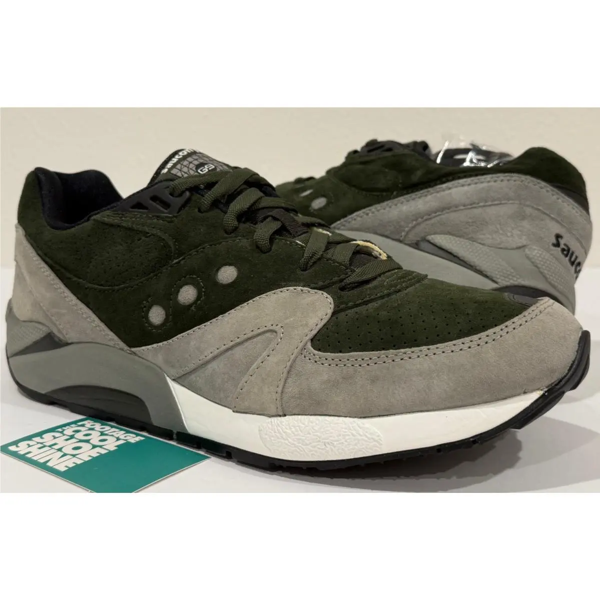 Saucony G9 Control Premium Neon Nights Olive Green Grey White Black S70163-2 13